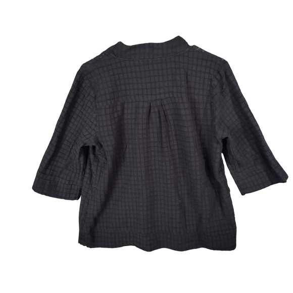 Soft Surroundings Black Breathable Grid 3/4 Sleeve Overlay Shirt Top Women Large - Picture 2 of 7